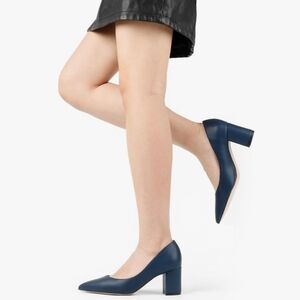 Navy chunk heels